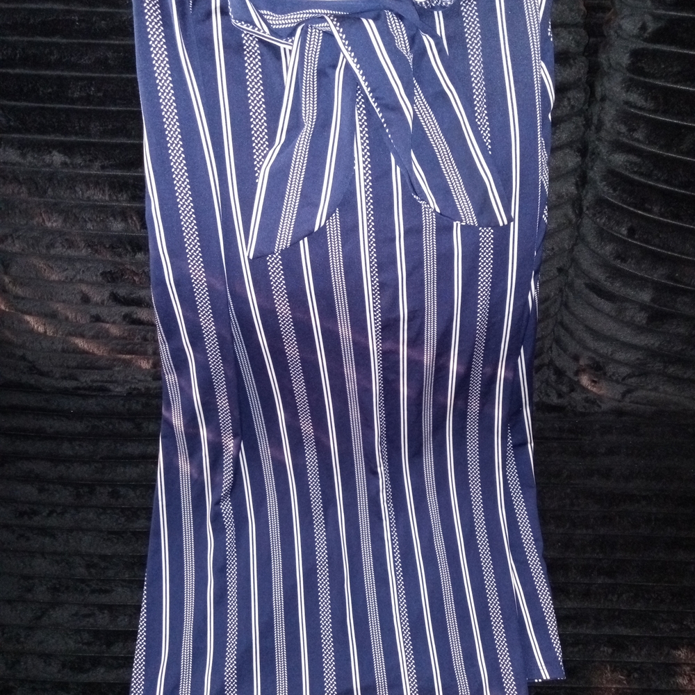 Navy and White Striped Maxi Skirt